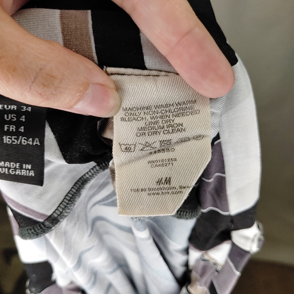 H&M Striped Skater Skirt Removable Tie Belt Size 4 - Picture 4 of 7